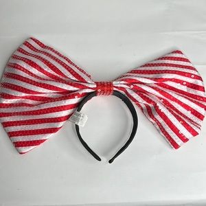 Christmas bow headband holiday red and white stripe